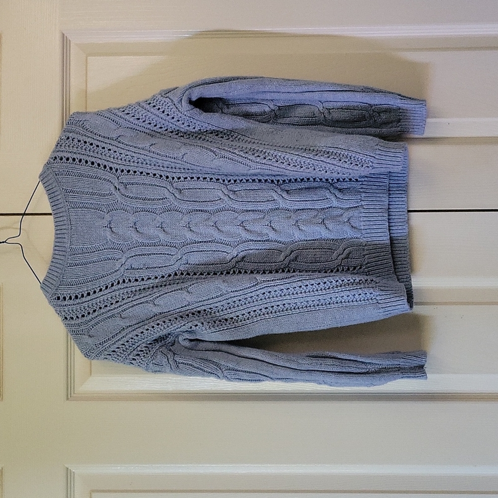 M & S Collection Size 10 light blue Cable knit cotton blend Sweater